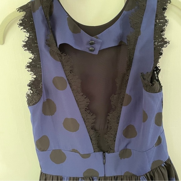 Anthropologie Corey Lynn Calter Blue & Black Polka Dot Dress - Picture 11 of 14